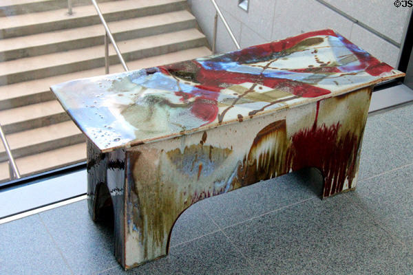 Bench for visitors (1998) by Eric O'Leary of Meriden, NH at Museum of Fine Arts. Boston, MA.