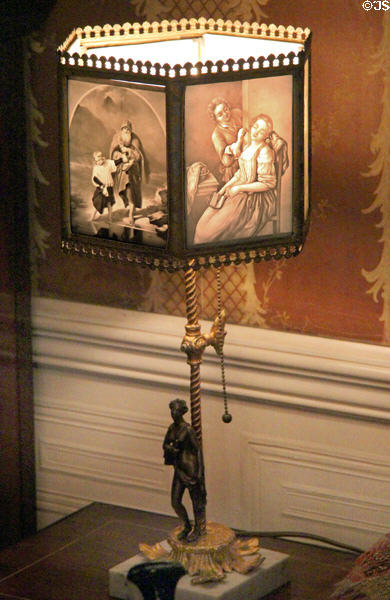 Lithophane lamp in music room at Gibson House Museum. Boston, MA.