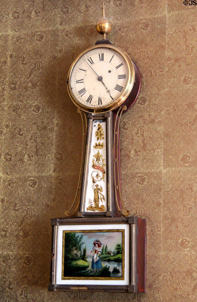 Banjo (aka patent) clock in library at Nichols House Museum. Boston, MA.