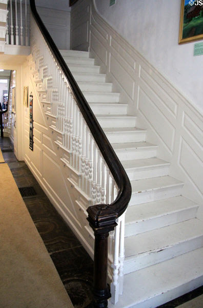 Central hall stairway at John Cabot House. Beverly, MA.