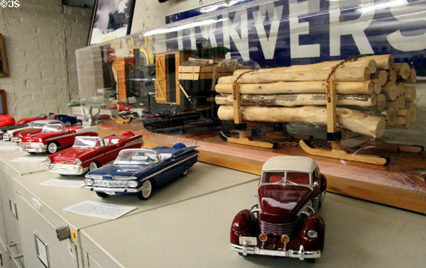 Model cars & Lombard log hauler at John Cabot House. Beverly, MA.