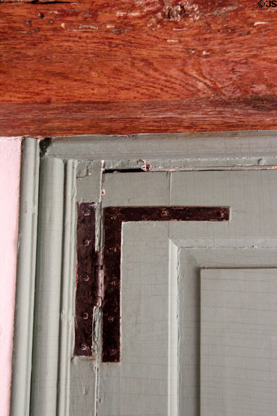 Early American L hinge design at Rev. John Hale House. Beverly, MA.
