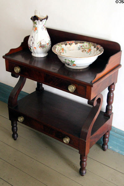 Washstand with pitcher & basin at Rev. John Hale House. Beverly, MA.