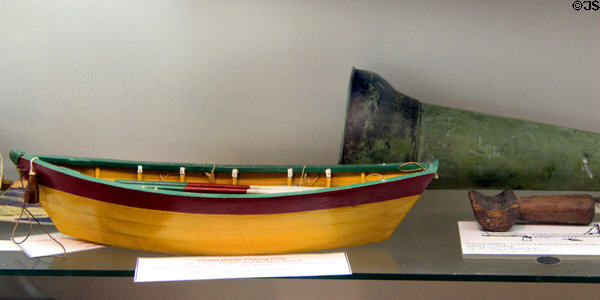 Model of Grand Banks fishing dory at Abbot Hall. Marblehead, MA.