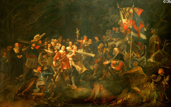 Painting of Planting of the Colony of Maryland (March 25, 1684) by F.B. Mayer (1893) in State Capital. Annapolis, MD.