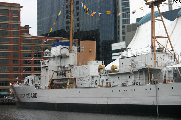 USCGC Taney against Baltimore skyline. Baltimore, MD.