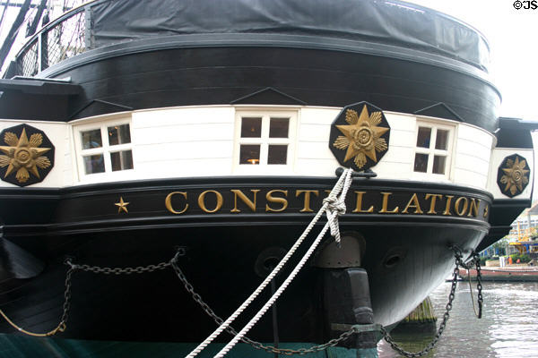 Stern of USS Constellation. Baltimore, MD.