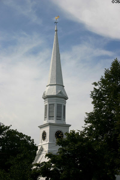 Spire & clock of First Parish Church. York, ME.