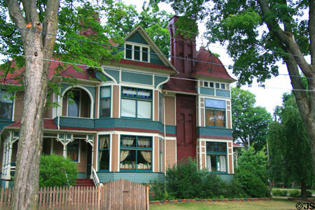 Queen Anne towers & chimney details of 131 E. Chicago St. Coldwater, MI.
