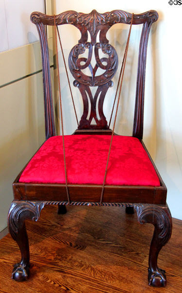 Upholstered side chair (c1760) from England at Detroit Institute of Arts. Detroit, MI.