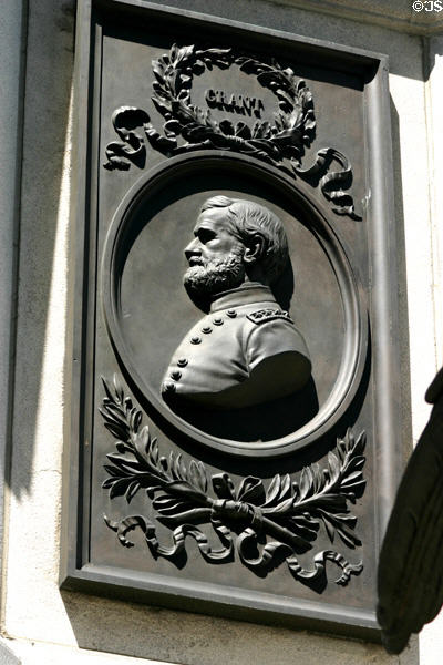 Plaque of U.S. Grant on Michigan Soldiers & Sailors Monument. Detroit, MI.