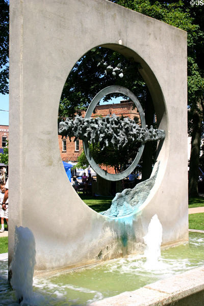 Hillsdale heritage sculpture (1982) by John Nick Pappas at County Courthouse. Hillsdale, MI.