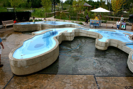 Fountain in form of Great Lakes in Meijer Garden. Grand Rapids, MI.