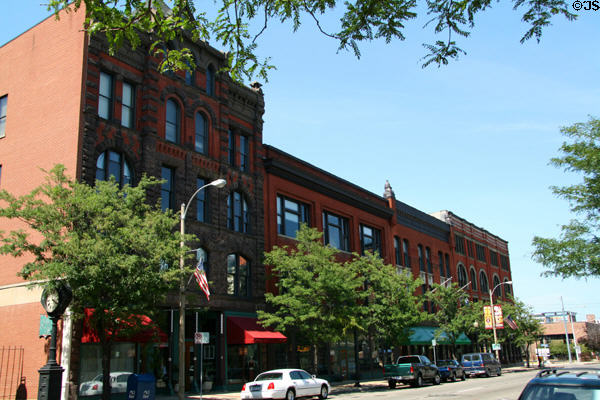 Streetscape of heritage buildings along E. Michigan Ave. Kalamazoo, MI.