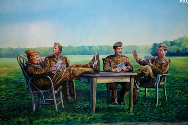 Mural section with World War I flyers at Air Zoo. Kalamazoo, MI.