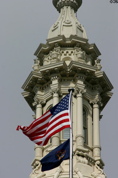 Neoclassical dome details of Michigan State Capitol. Lansing, MI.