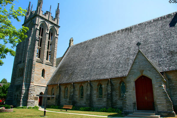 Cathedral of our Merciful Saviour (1862-9) with tower (1901) by architect Ralph Adams Cram (515 2nd Ave. NW). Faribault, MN. Architect: James Renwick.