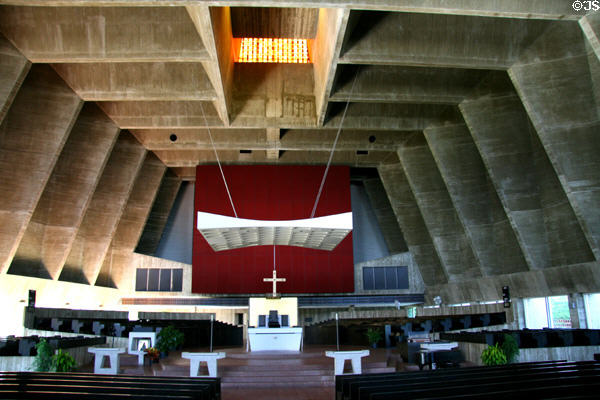 Interior of Marcel Breuer's St. John's Abbey Church at St. John's University. Collegeville, MN.