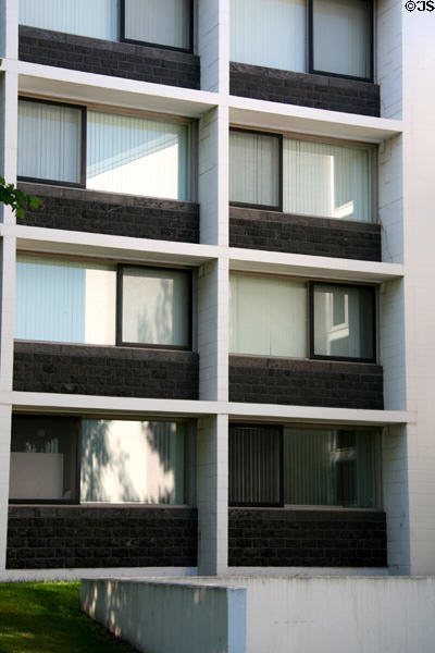 Windows of Breuer's St. Thomas Aquinas Hall dormitory at St. John's University. Collegeville, MN.
