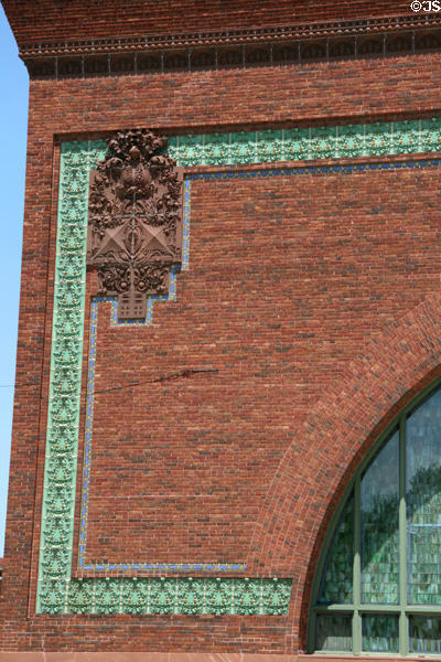 Exterior design detail of National Farmer's Bank. Owatonna, MN.
