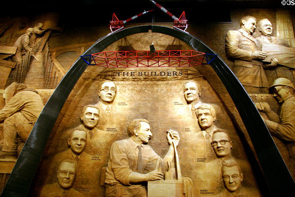 Sculpture honoring builders of Gateway Arch. St Louis, MO.
