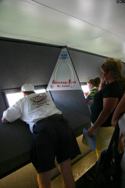 Peering from viewing windows at top of Gateway Arch. St Louis, MO.
