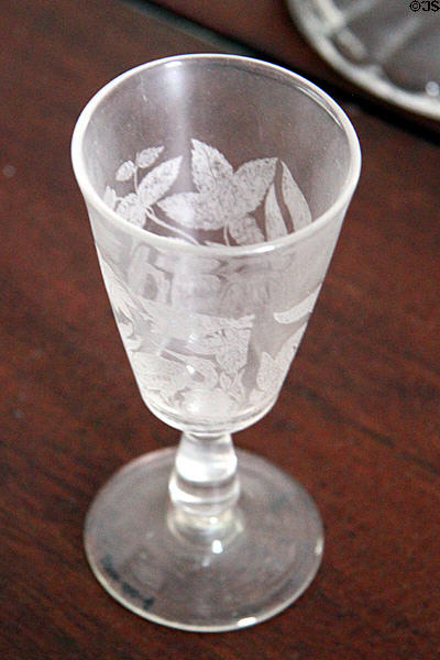Etched glass in dining room at General Daniel Bissell House. St. Louis, MO.