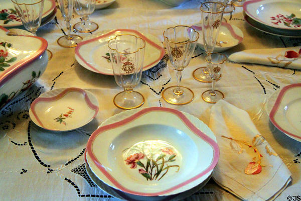 Haviland china (c1845) table setting in dining room at Chatillon-DeMenil Mansion. St. Louis, MO.