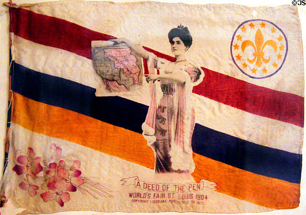 Deed of the Pen flag by Louisiana Purchase Co. at Chatillon-DeMenil Mansion. St. Louis, MO.