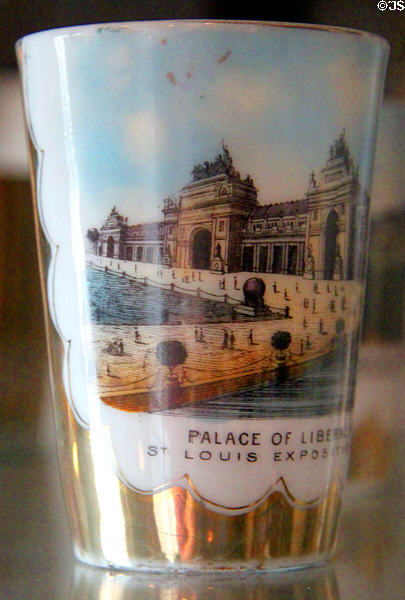 Palace of Liberal Arts souvenir beaker from 1904 Louisiana Purchase Exposition at Chatillon-DeMenil Mansion. St. Louis, MO.