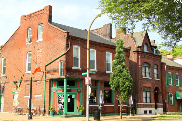Pub & heritage buildings at corner of Cherokee & Lemp Streets in Historic District. St. Louis, MO.