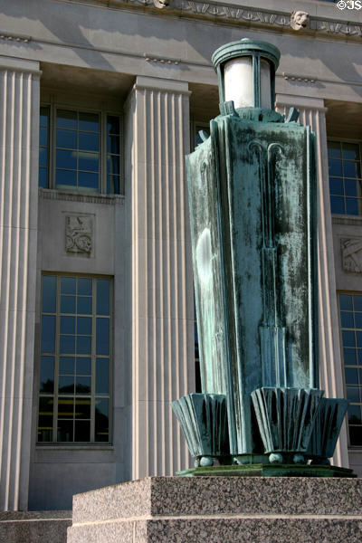 Art Deco lamp outside St. Louis United States Post Office. St Louis, MO.