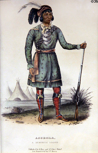 Seminole leader Asseola graphic by D. Rice & A.N. Hart at Jefferson Barracks Military Museum. St. Louis, MO.