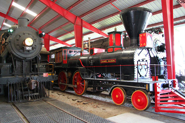 Delaware, Lackawanna & Western #952 & "Daniel Nason" steam locomotives (1858) at St. Louis Museum of Transportation. St. Louis, MO.