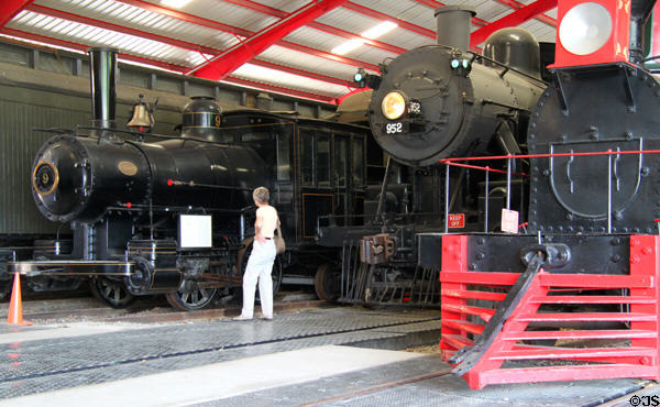 Collection of early steam locomotives at St. Louis Museum of Transportation. St. Louis, MO.