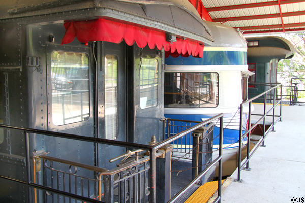 Chicago, Burlington & Quincy "Aleutian" office car (1923) & Missouri Pacific #750 parlor-observation lounge (1940) at St. Louis Museum of Transportation. St. Louis, MO.