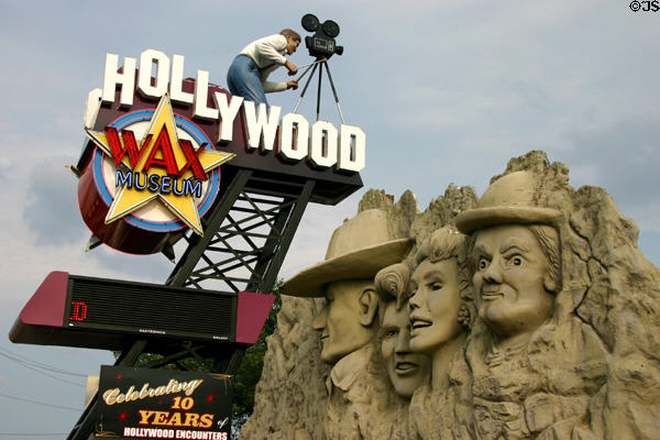 Hollywood Wax Museum Mt. Rushmore parody with country & western stars. Branson, MO.