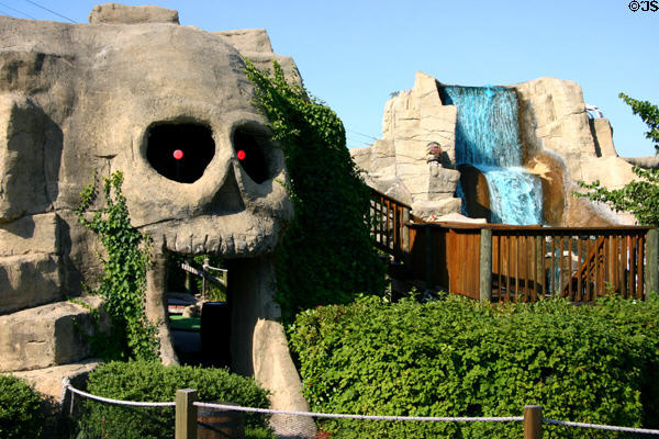 Miniature golf course skull & waterfall. Branson, MO.