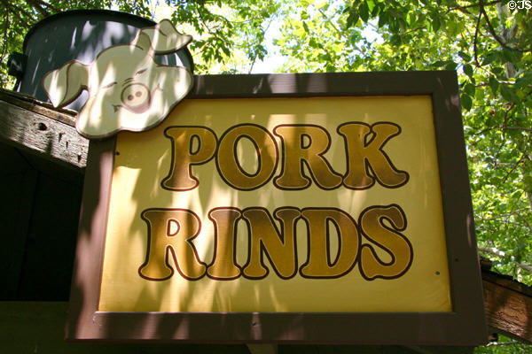 Pork rinds sign at Silver Dollar City. Branson, MO.