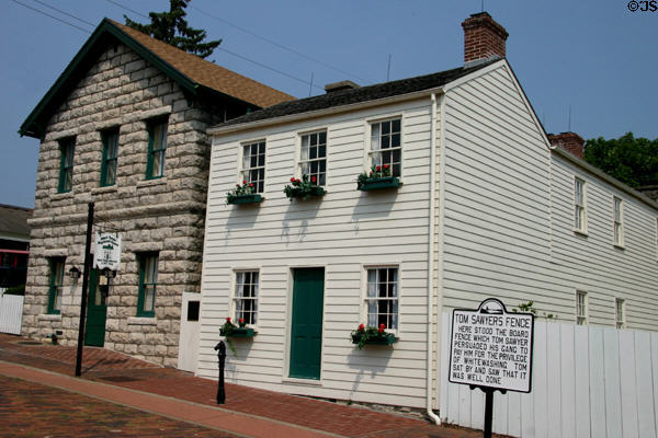 Mark Twain Boyhood Home & Museum with Tom Sawyer's Fence. Hannibal, MO.