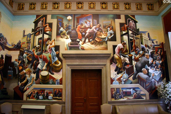 Law wall of Social History of Missouri mural (1935) by Thomas Hart Benton at Missouri State Capitol. Jefferson City, MO.