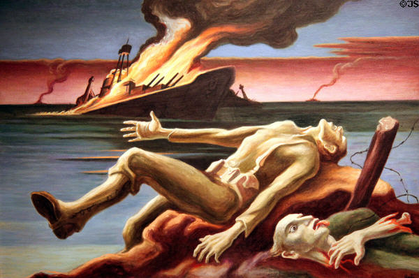 "Casualty" painting (c1941-2) by Thomas Hart Benton at State Historical Society of Missouri. Columbia, MO.