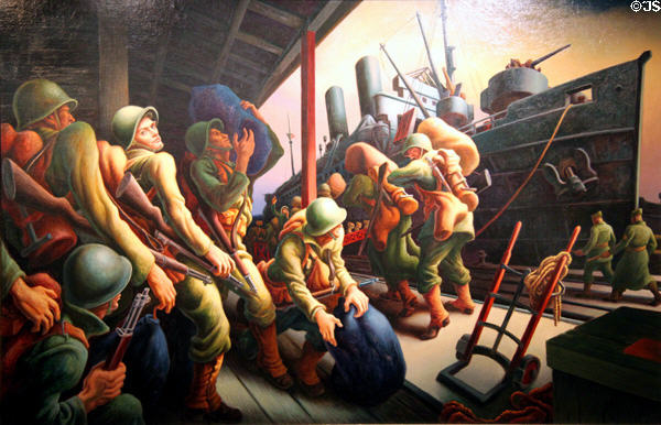 "Embarkation (Prelude to Death" painting (c1942-3) by Thomas Hart Benton at State Historical Society of Missouri. Columbia, MO.