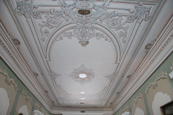 Central hall painted ceiling at Beauvoir. Biloxi, MS.