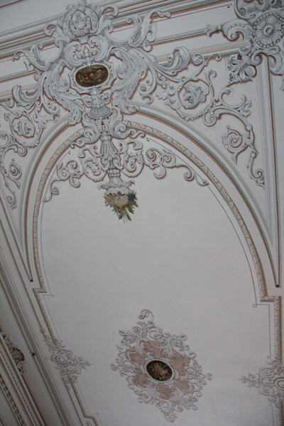 Ceiling detail in central hall at Beauvoir. Biloxi, MS.