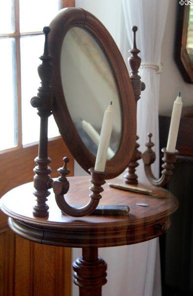 Shaving mirror stand in Jefferson Davis bedroom at Beauvoir. Biloxi, MS.