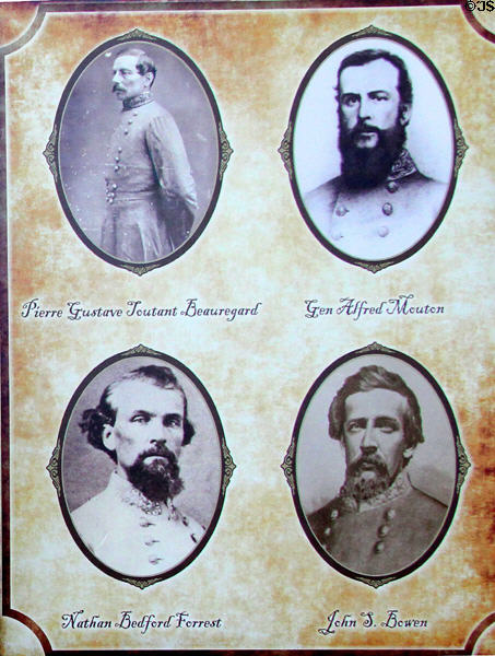 PGT Beauregard, Alfred Mouton, Nathan Bedford Forrest & John S. Bowen - Confederate leader photos at Jefferson Davis presidential library at Beauvoir. Biloxi, MS.