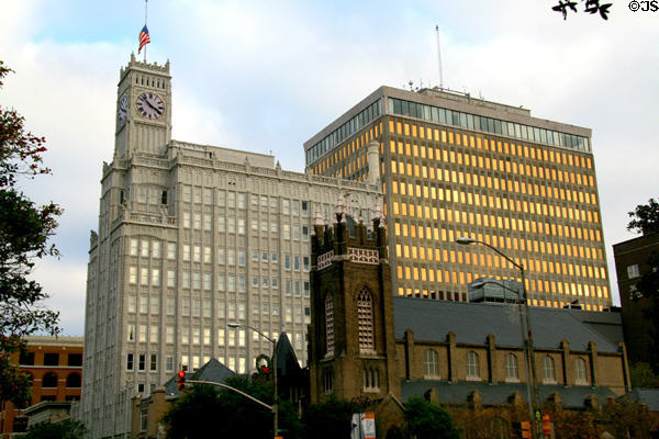 Lamar Life, Capitol Towers Building & St. Andrews Episcopal Cathedral on Capitol Street. Jackson, MS.