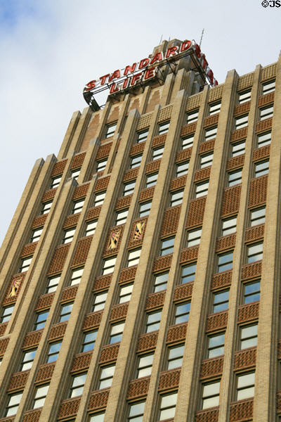 Standard Life Tower (1929) (22 floors) (127 Roach St. at West Pearl) built in 5 months, 15 days. Jackson, MS. Style: Art Deco. Architect: C.H. Lindsley.