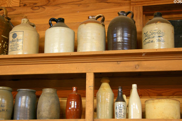 Antique stoneware crocks at Mississippi Agriculture & Forestry Museum. Jackson, MS.